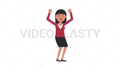 Asian Corporate Woman Cheer Stock Animation