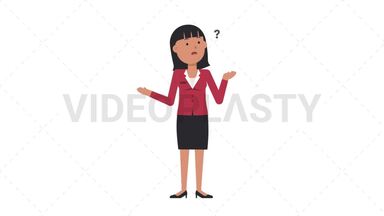 Asian Corporate Woman Confused Stock Animation