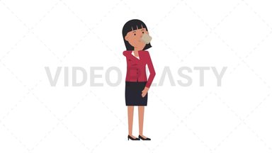Asian Corporate Woman Drinking Coffee Stock Animation