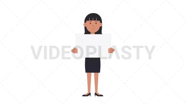 Asian Corporate Woman Holding Poster Stock Animation
