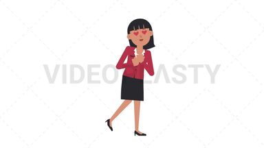 Asian Corporate Woman In Love Stock Animation