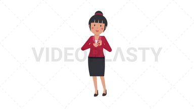 Asian Corporate Woman Interpreting Using Sign Language Stock Animation