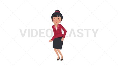 Asian Corporate Woman Jumping in Joy Stock Animation