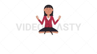 Asian Corporate Woman Meditating Stock Animation