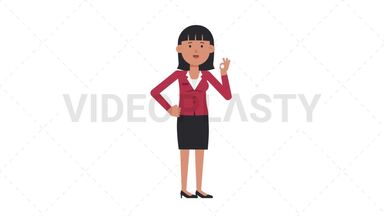 Asian Corporate Woman OK Stock Animation