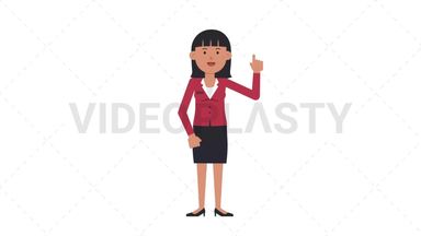 Asian Corporate Woman Pointing Above Stock Animation