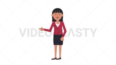 Asian Corporate Woman Pointing Left Stock Animation