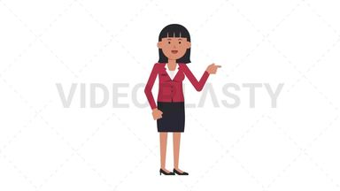 Asian Corporate Woman Pointing Right Stock Animation