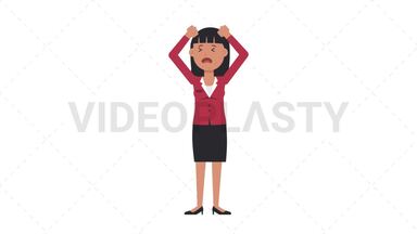 Asian Corporate Woman Stressed Stock Animation