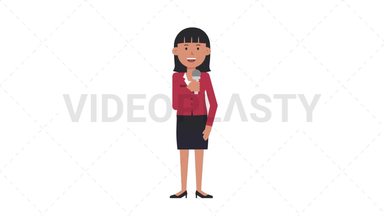 Asian Corporate Woman Talking on Microphone Stock Animation