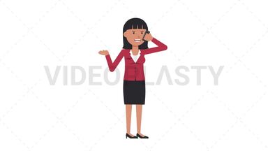 Asian Corporate Woman Talking on Phone Angry Stock Animation