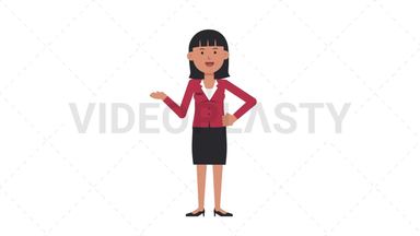 Asian Corporate Woman Talking Stock Animation