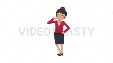 Asian Corporate Woman Thinking Stock Animation