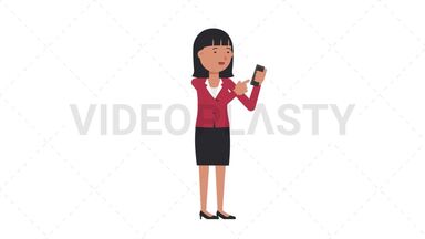 Asian Corporate Woman Using Phone Happy Stock Animation