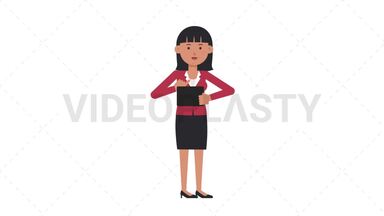 Asian Corporate Woman Using Tablet Happy Stock Animation