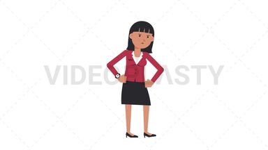 Asian Corporate Woman Waiting Stock Animation