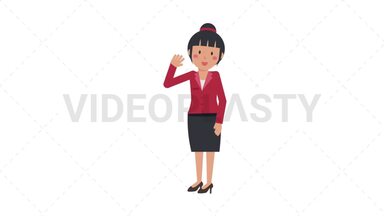 Asian Corporate Woman Waving Her Hand Stock Animation