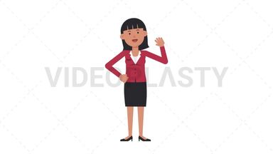 Asian Corporate Woman Waving Stock Animation
