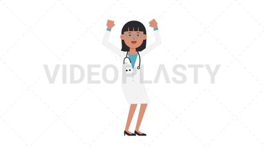 Asian Female Doctor Cheer Stock Animation