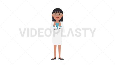 Asian Female Doctor Clapping Stock Animation