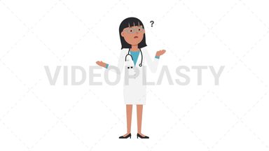 Asian Female Doctor Confused Stock Animation