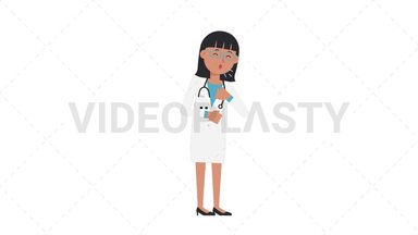 Asian Female Doctor Coughing Stock Animation