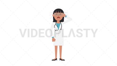 Asian Female Doctor Crying Stock Animation