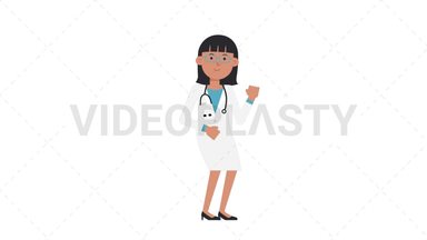 Asian Female Doctor Dancing Stock Animation