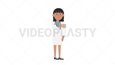 Asian Female Doctor Drinking Coffee Stock Animation