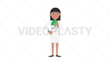 Asian Female Doctor Holding Cash Stock Animation
