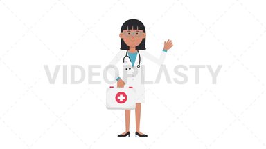 Asian Female Doctor Holding First Aid Kit Stock Animation