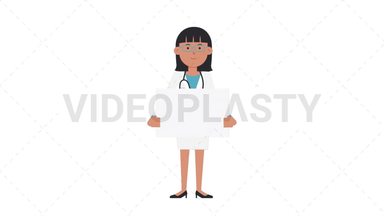 Asian Female Doctor Holding Poster Stock Animation