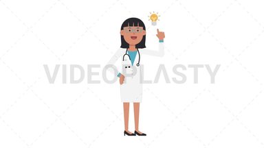 Asian Female Doctor Idea Stock Animation