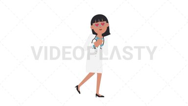 Asian Female Doctor In Love Stock Animation