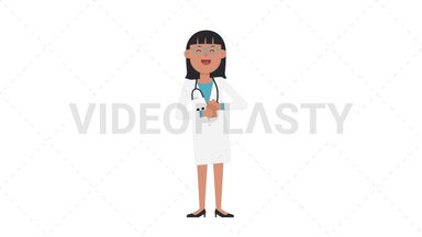 Asian Female Doctor Laughing Stock Animation