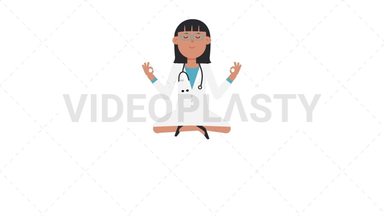 Asian Female Doctor Meditating Stock Animation