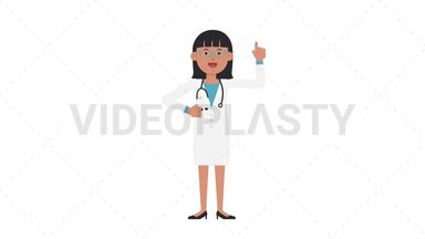 Asian Female Doctor Pointing Above Stock Animation