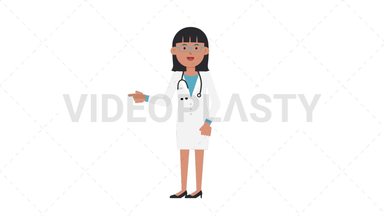Asian Female Doctor Pointing Left Stock Animation