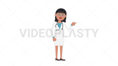 Asian Female Doctor Pointing Right Stock Animation