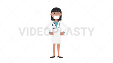 Asian Female Doctor Putting on Face Mask Stock Animation
