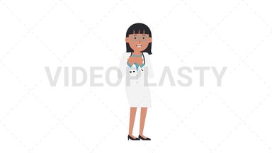Asian Female Doctor Scared Stock Animation
