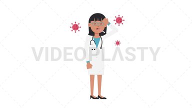Asian Female Doctor Sick with Covid Stock Animation