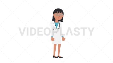 Asian Female Doctor Sleepy Stock Animation
