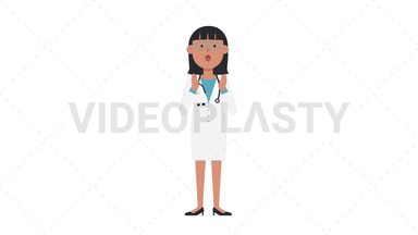 Asian Female Doctor Surprised Stock Animation