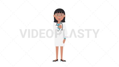 Asian Female Doctor Talking on Microphone Stock Animation