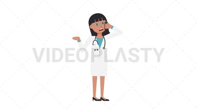 Asian Female Doctor Talking on the Phone Angry Stock Animation