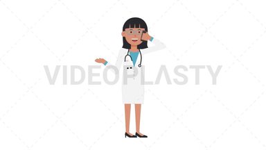 Asian Female Doctor Talking on the Phone Happy Stock Animation