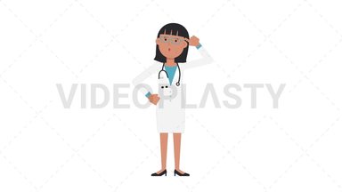 Asian Female Doctor Thinking Stock Animation