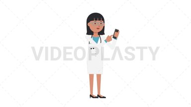 Asian Female Doctor Using Phone Stock Animation