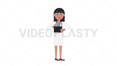 Asian Female Doctor Using Tablet Happy Stock Animation